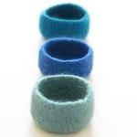 Blue Felted Bowls / Ocean Colors / Three Little..