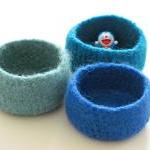 Blue Felted Bowls / Ocean Colors / Three Little..