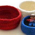 Nautical Felted Bowl / Red Blue White / 3 Nested..