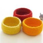 Yellow Felted Bowls / Summer Colors / Three Little..
