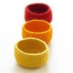 Yellow Felted Bowls / Summer Colors / Three Little..