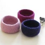 Purple Felted Bowl / Three Little Bowls In Pink,..