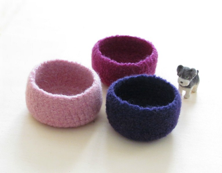 Purple Felted Bowl / Three Little Bowls In Pink, Purple And Violet / Cozy Gift Spring Easter