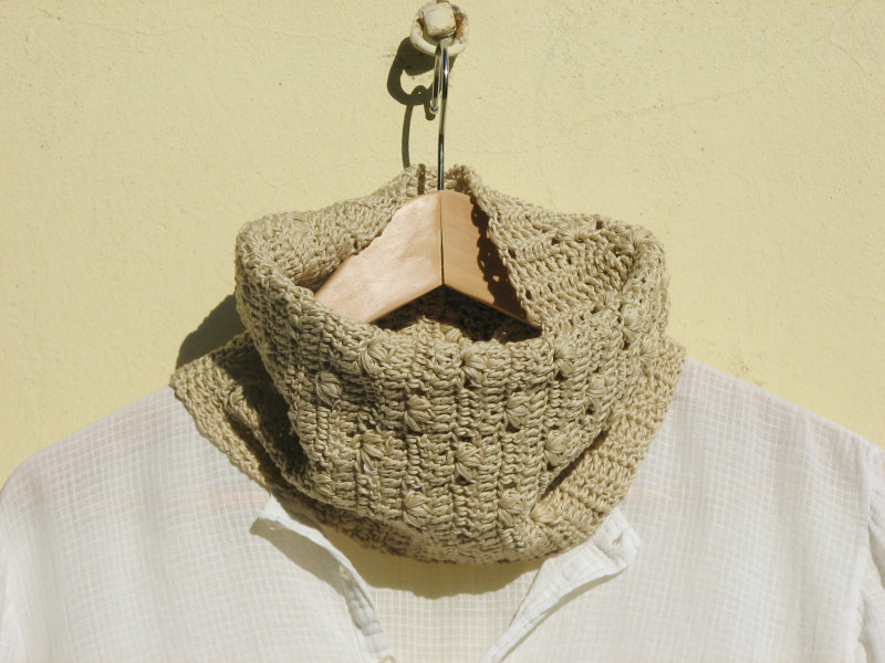 Neck Warmers - Crocheted Vegan Cowl - Cotton - Ecru, Natural Color