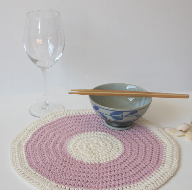 Romantic Placemat - Hemp Series - Dusty Pink And Cream White