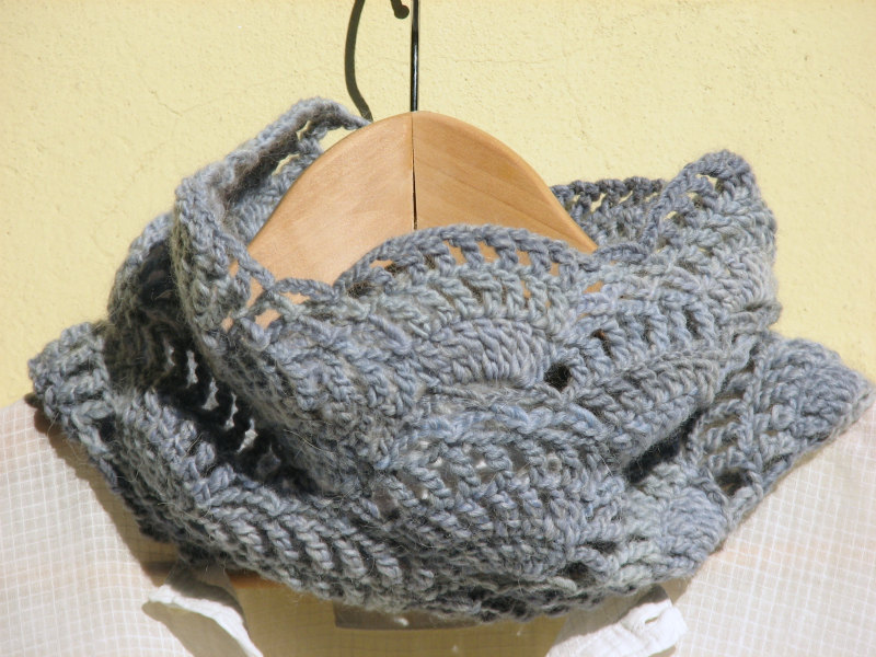 Dusty Blue Lace Cowl - Crochet Neck Warmers - Luxury Wool -